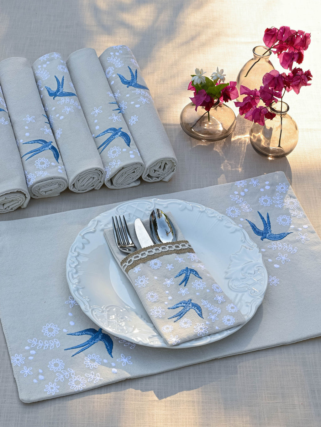 Bluebird Meadow - Set of 6 Cutlery Pocket Napkins