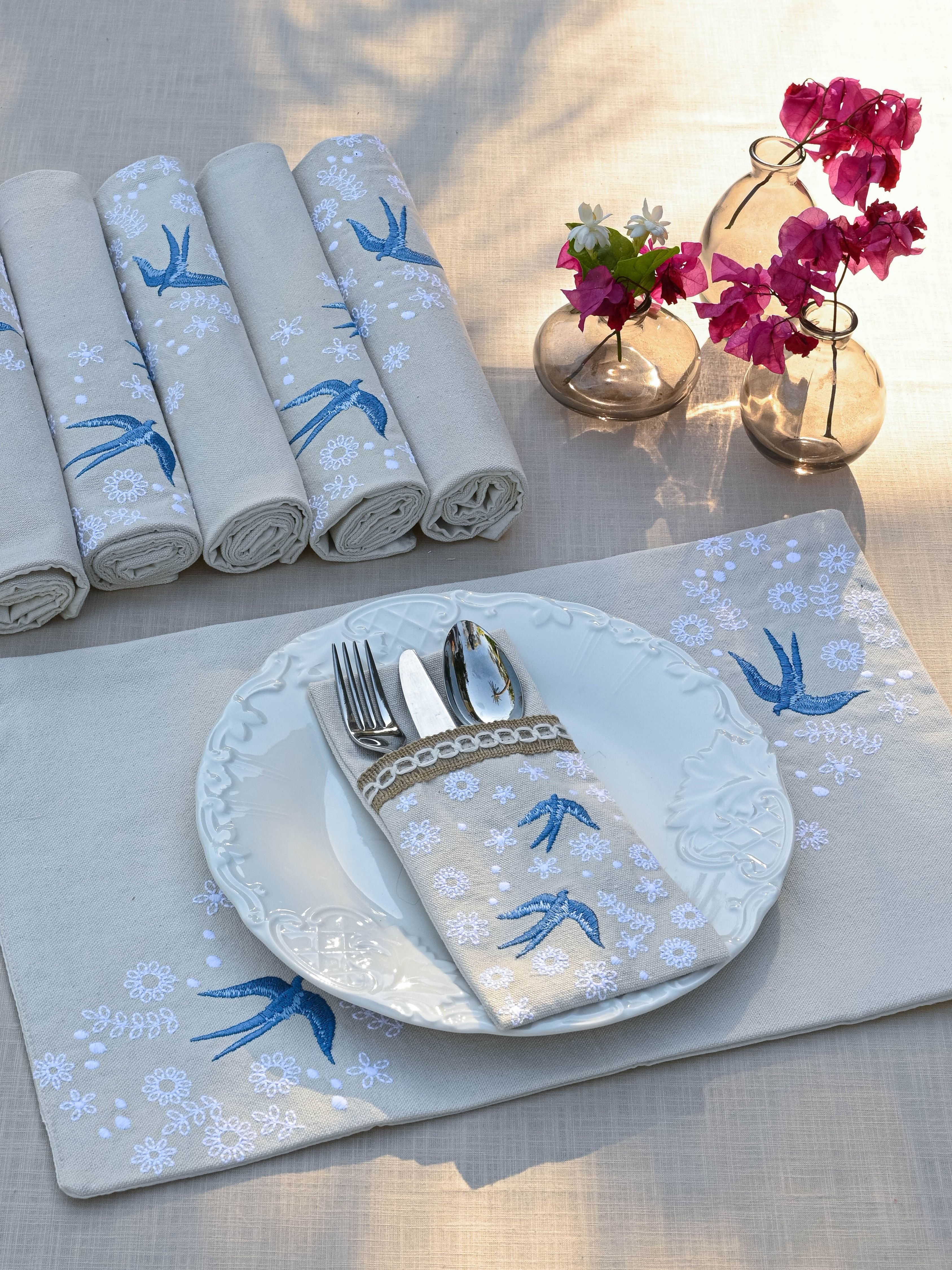 Bluebird Meadow - Set of 6 Cutlery Pocket Napkins