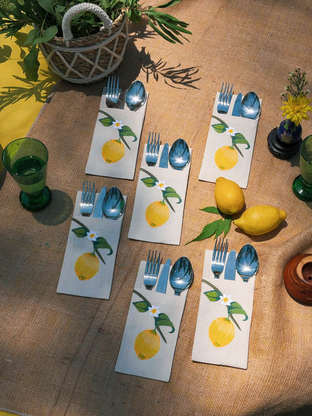 Laimoon - Set of 6 Cutlery Pocket Napkins