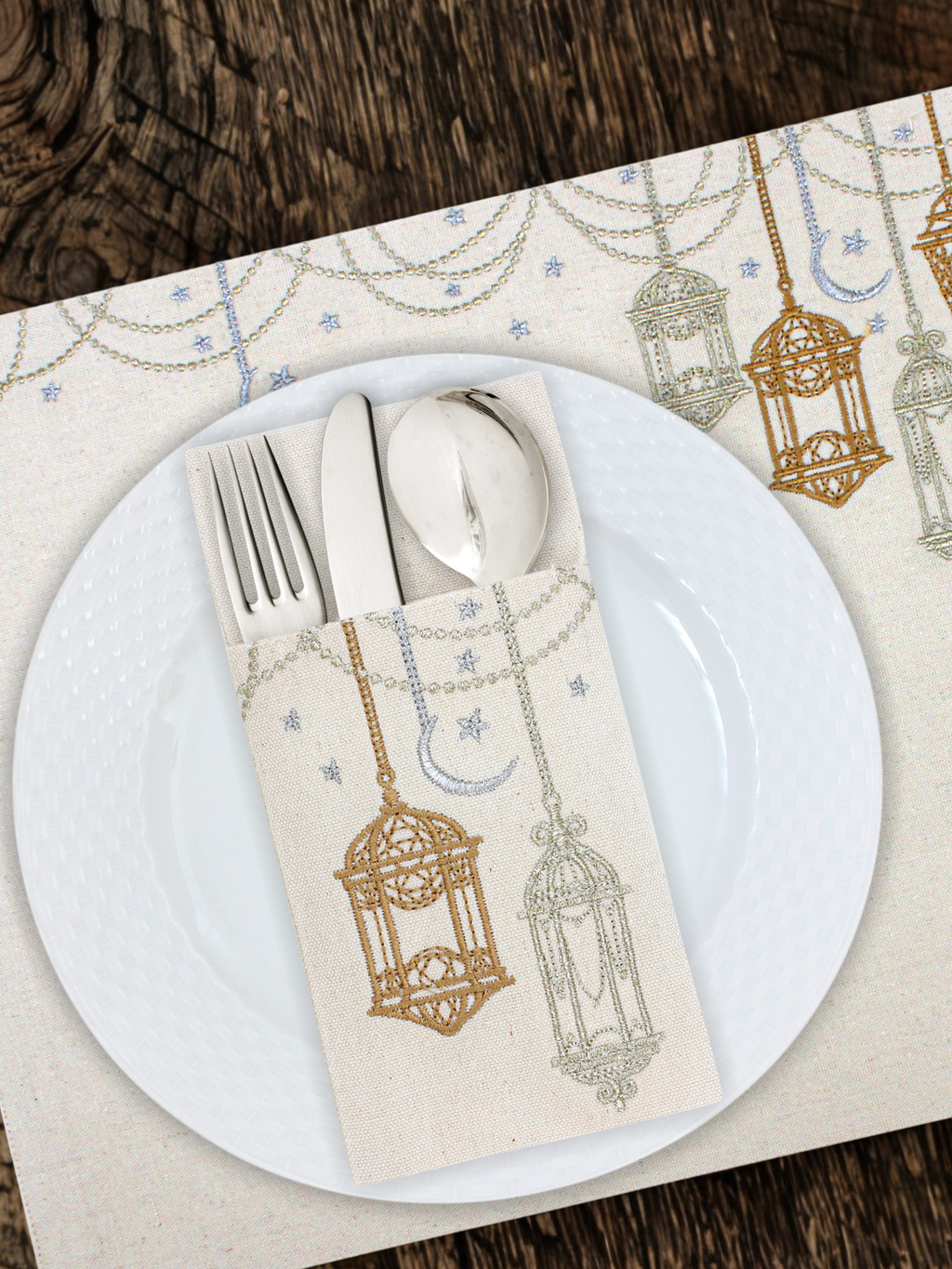 Gilded Lanterns - Set of 6 Cutlery Pocket Napkins