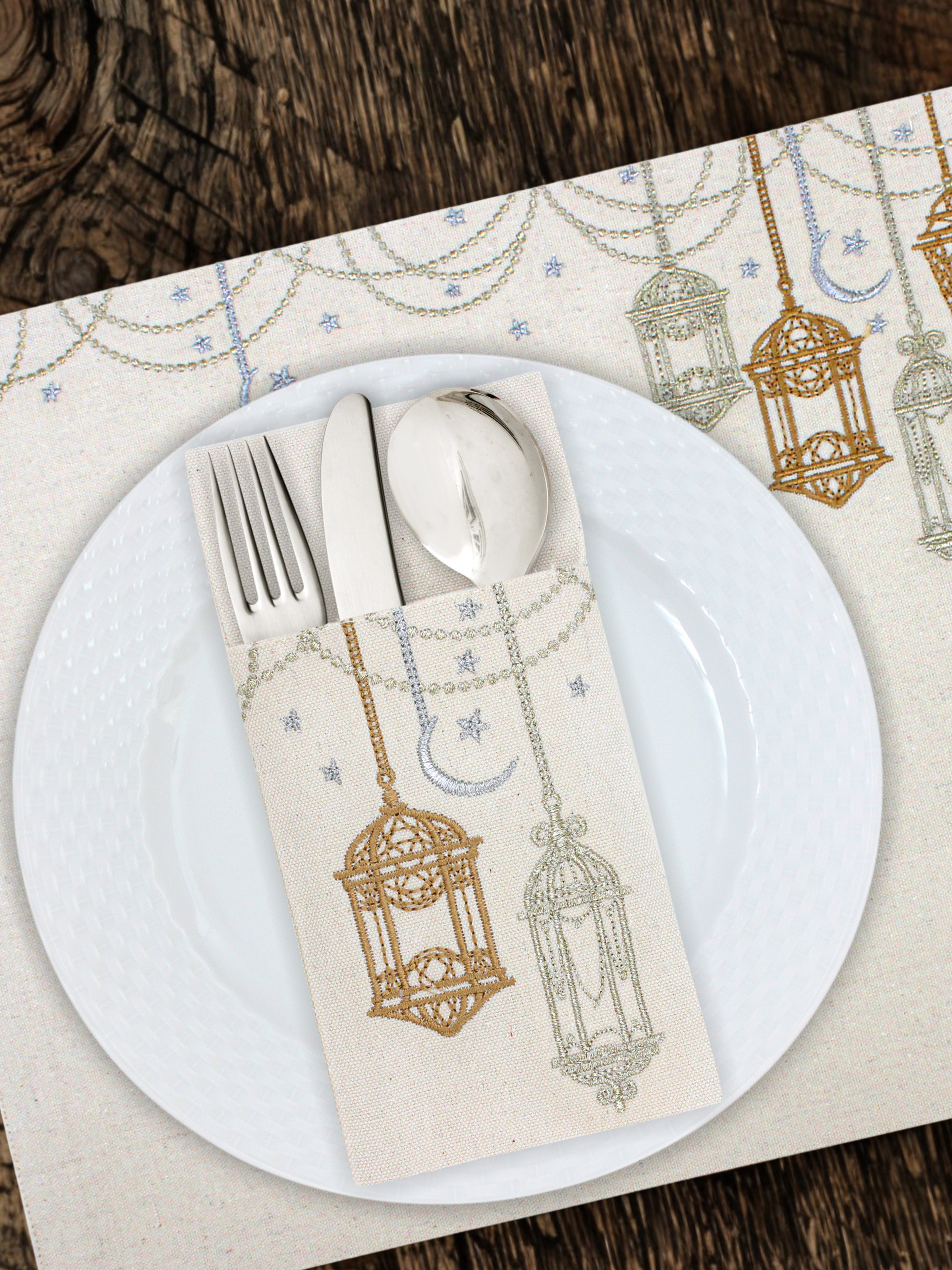 Gilded Lanterns - Set of 6 Cutlery Pocket Napkins