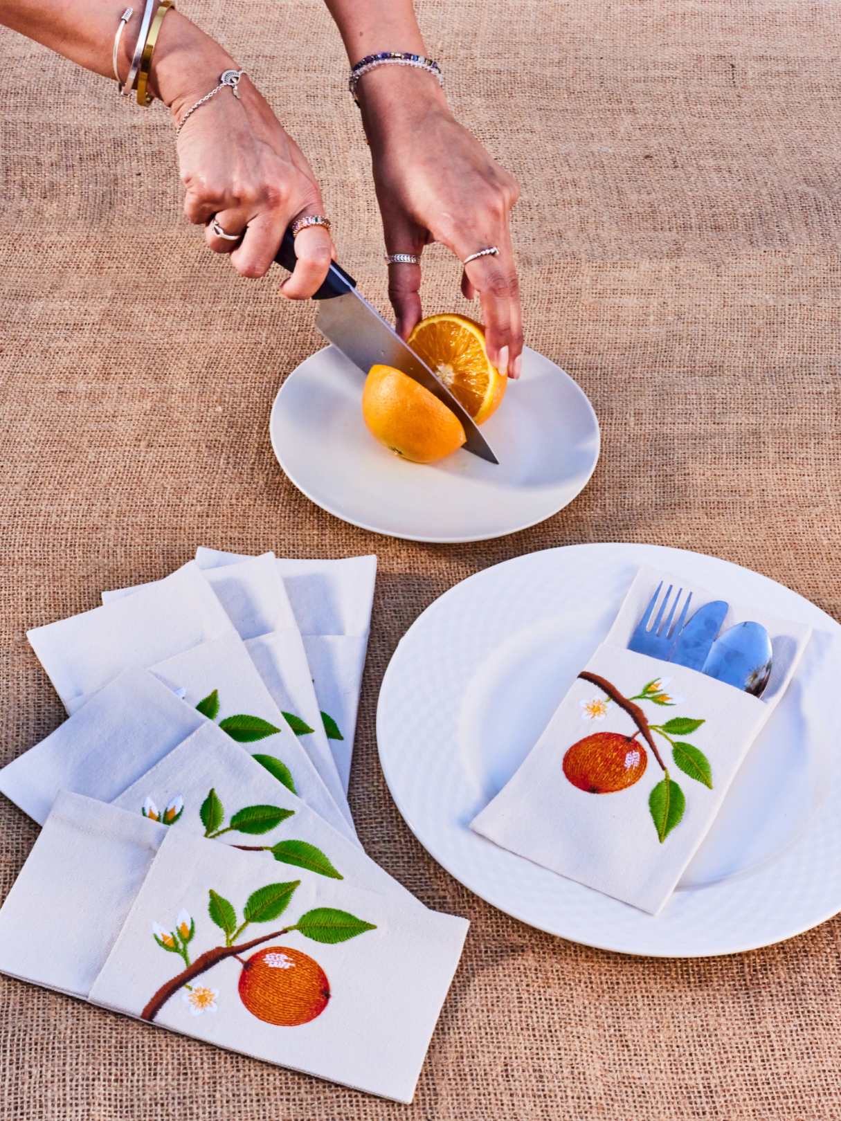 Citrus Grove - Set of 6 Cutlery Pocket Napkins