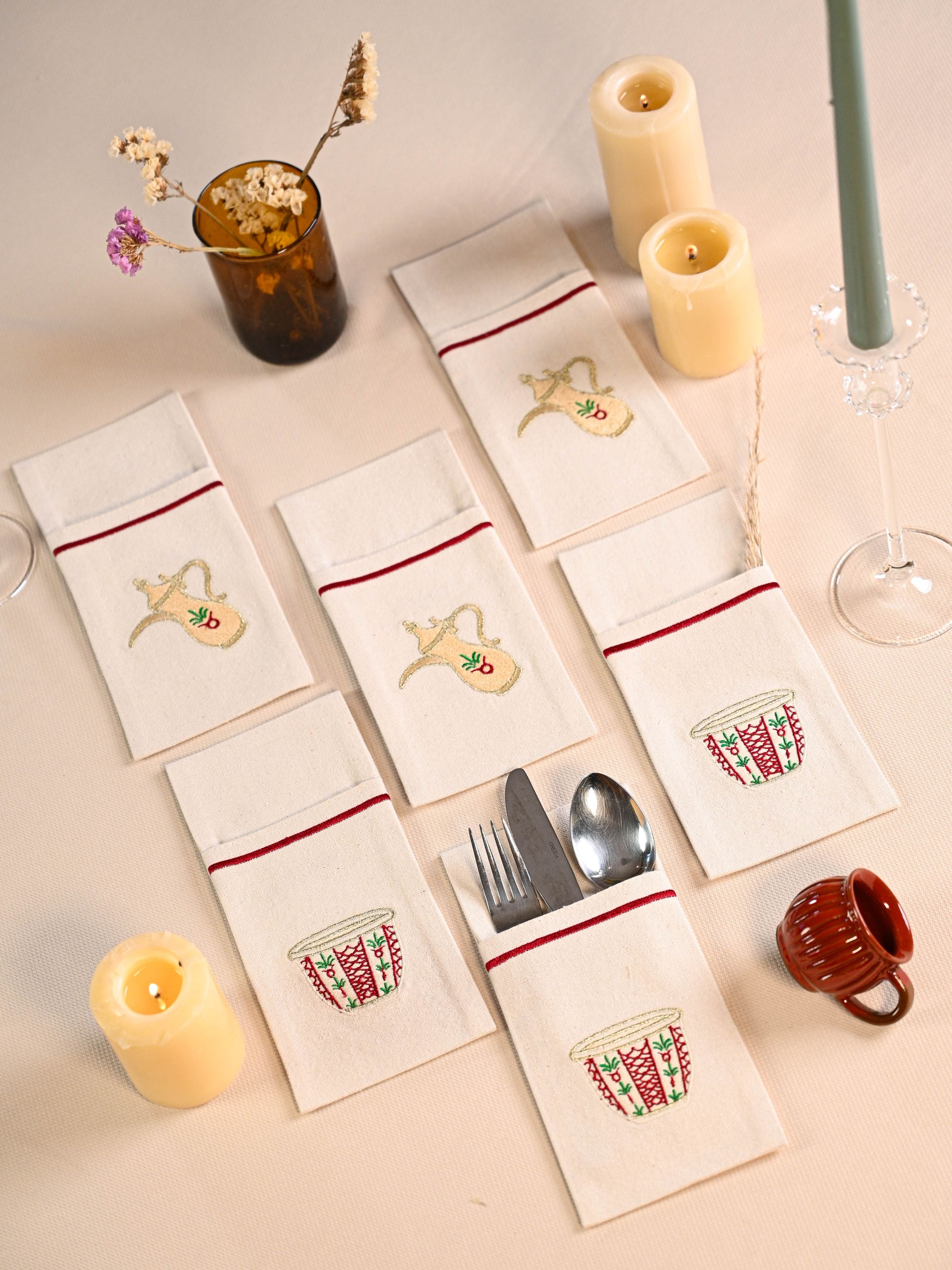 Rooted Traditions - Set of 6 Cutlery Pocket Napkins