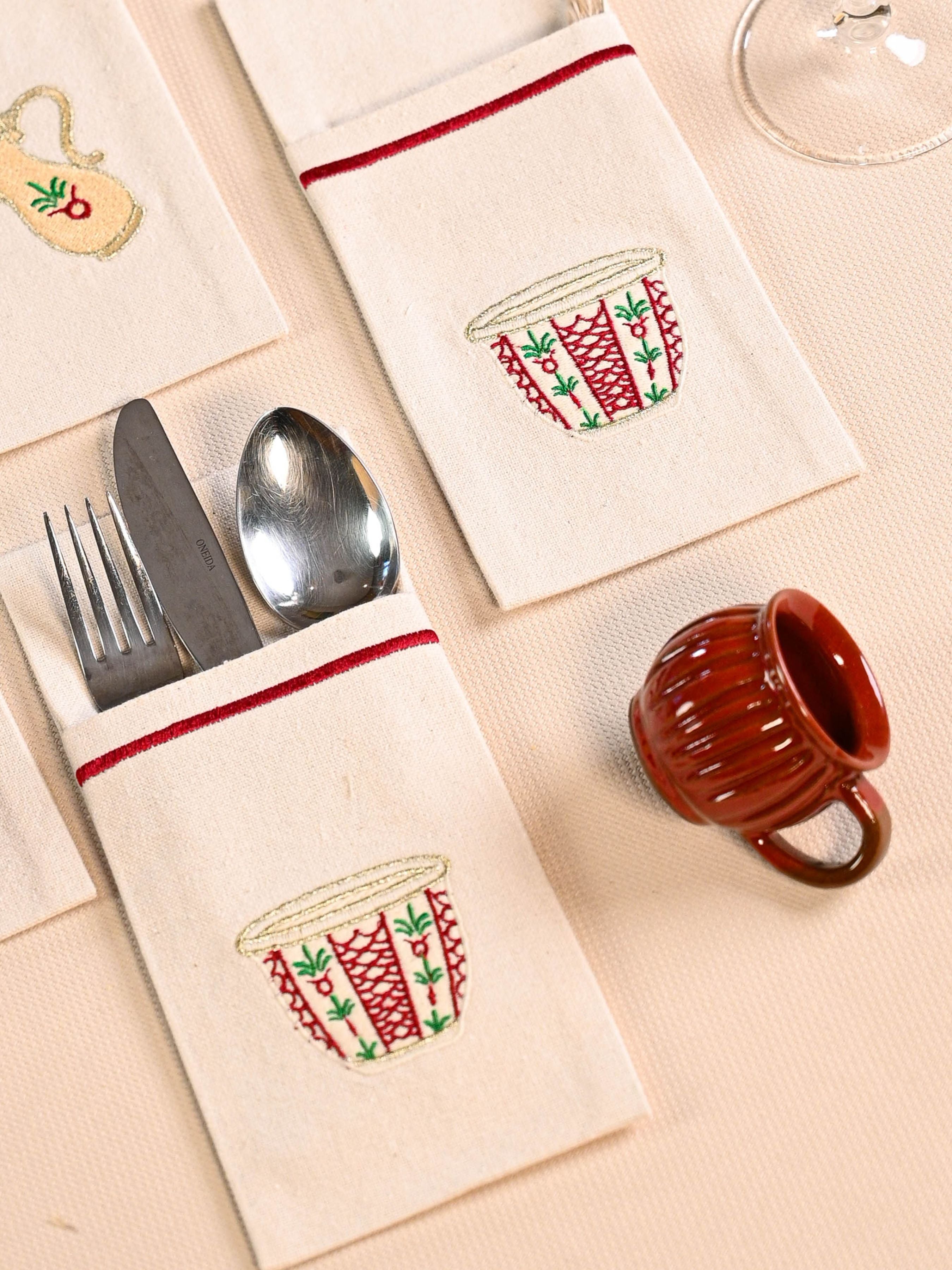 Rooted Traditions - Set of 6 Cutlery Pocket Napkins