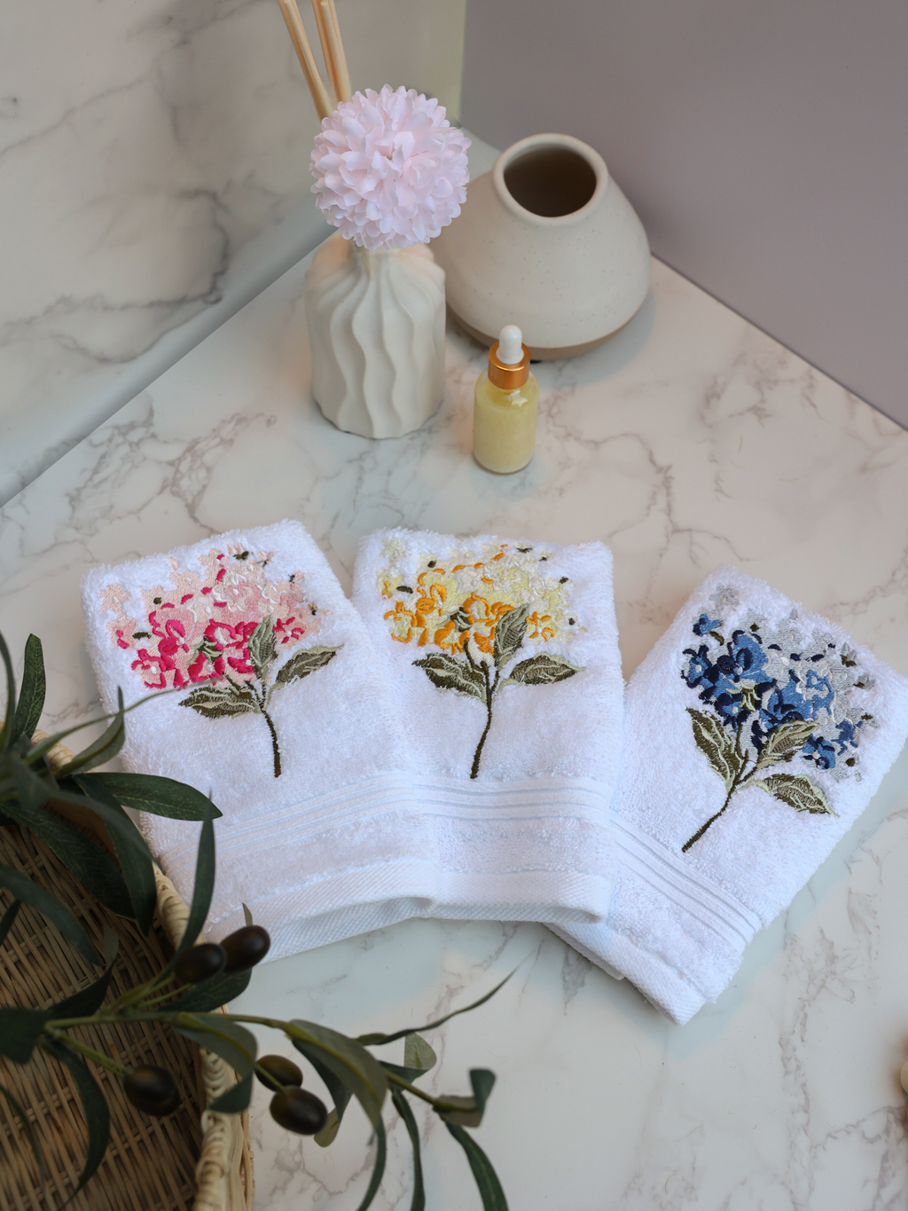 Sunrise Hydrangea - Set of 3 Wash Towels