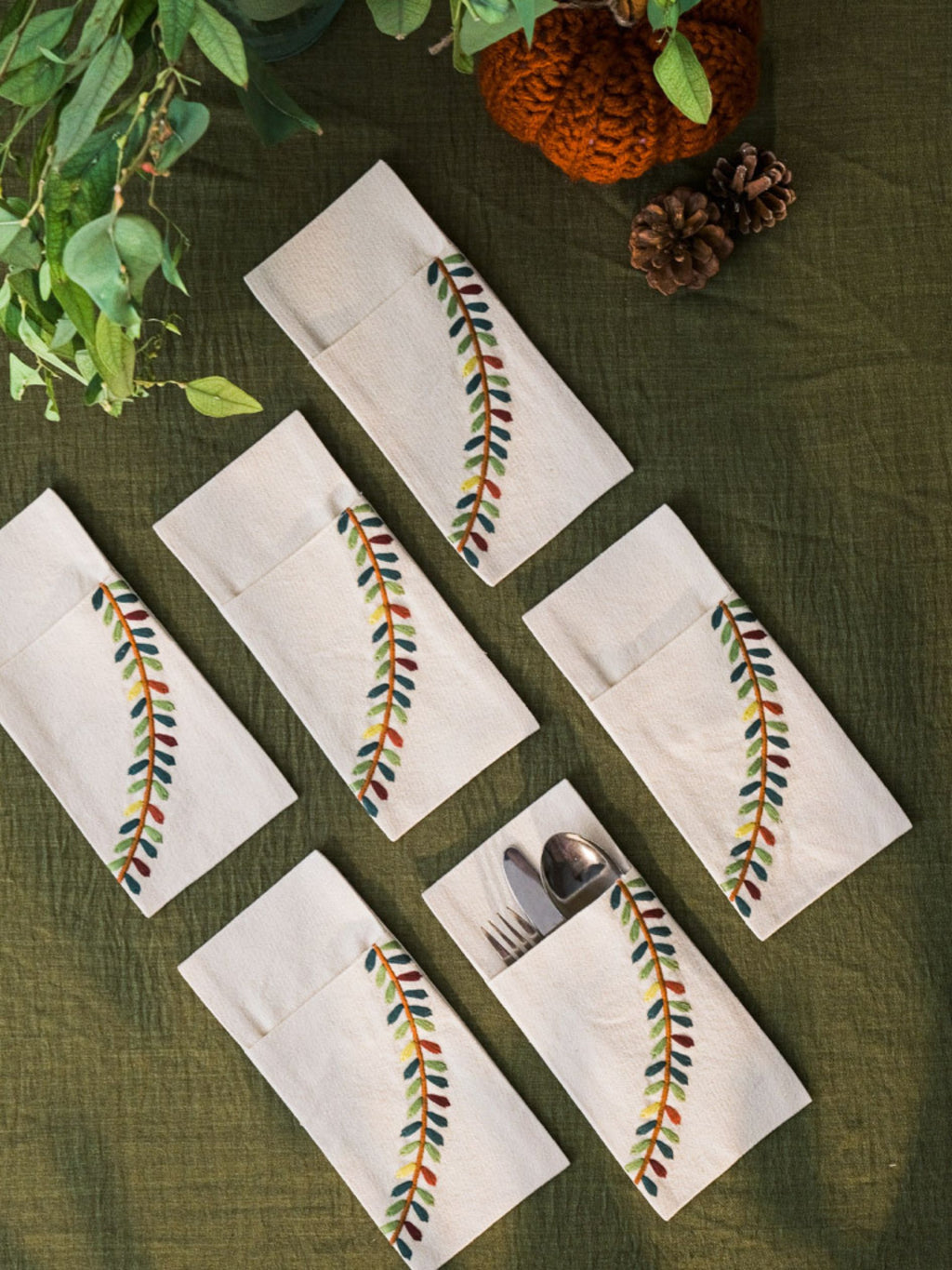 Simply Autumn - Set of 6 Pocket Cutlery Napkins