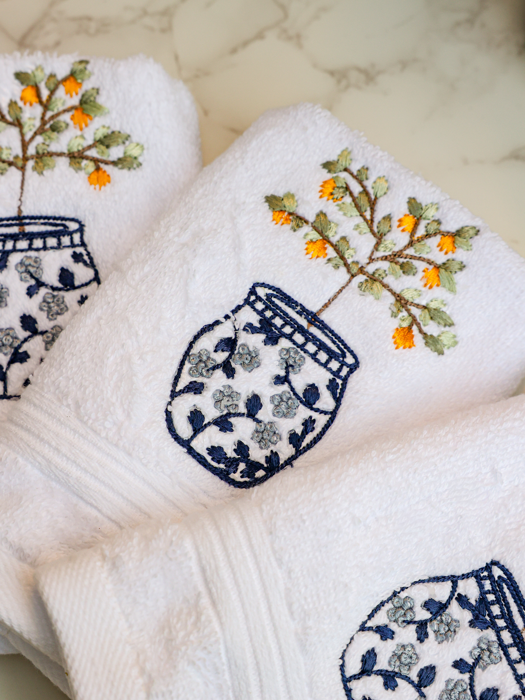 Citrus Blossoms Set - Set of 3 Wash Towels