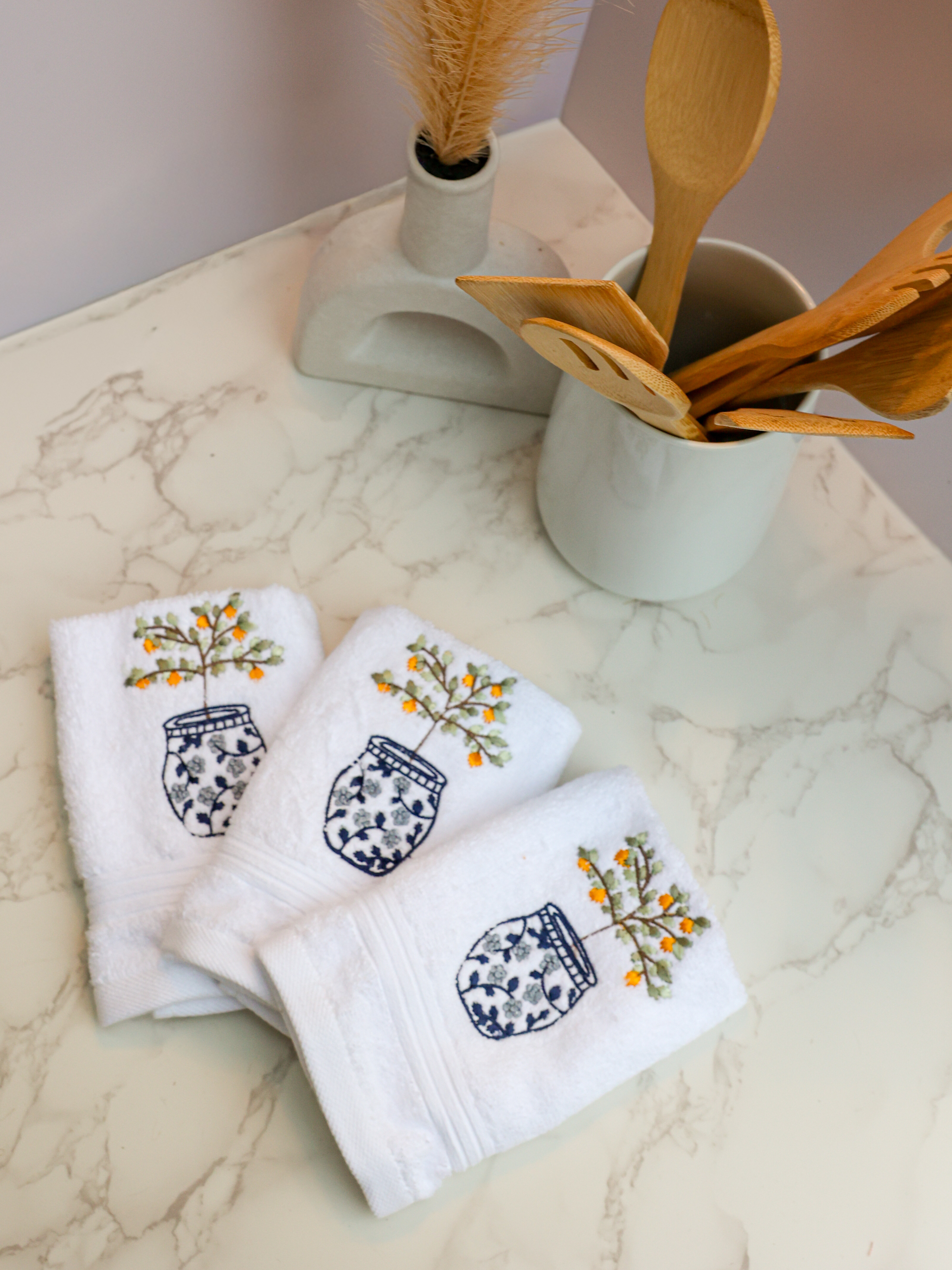 Citrus Blossoms Set - Set of 3 Wash Towels
