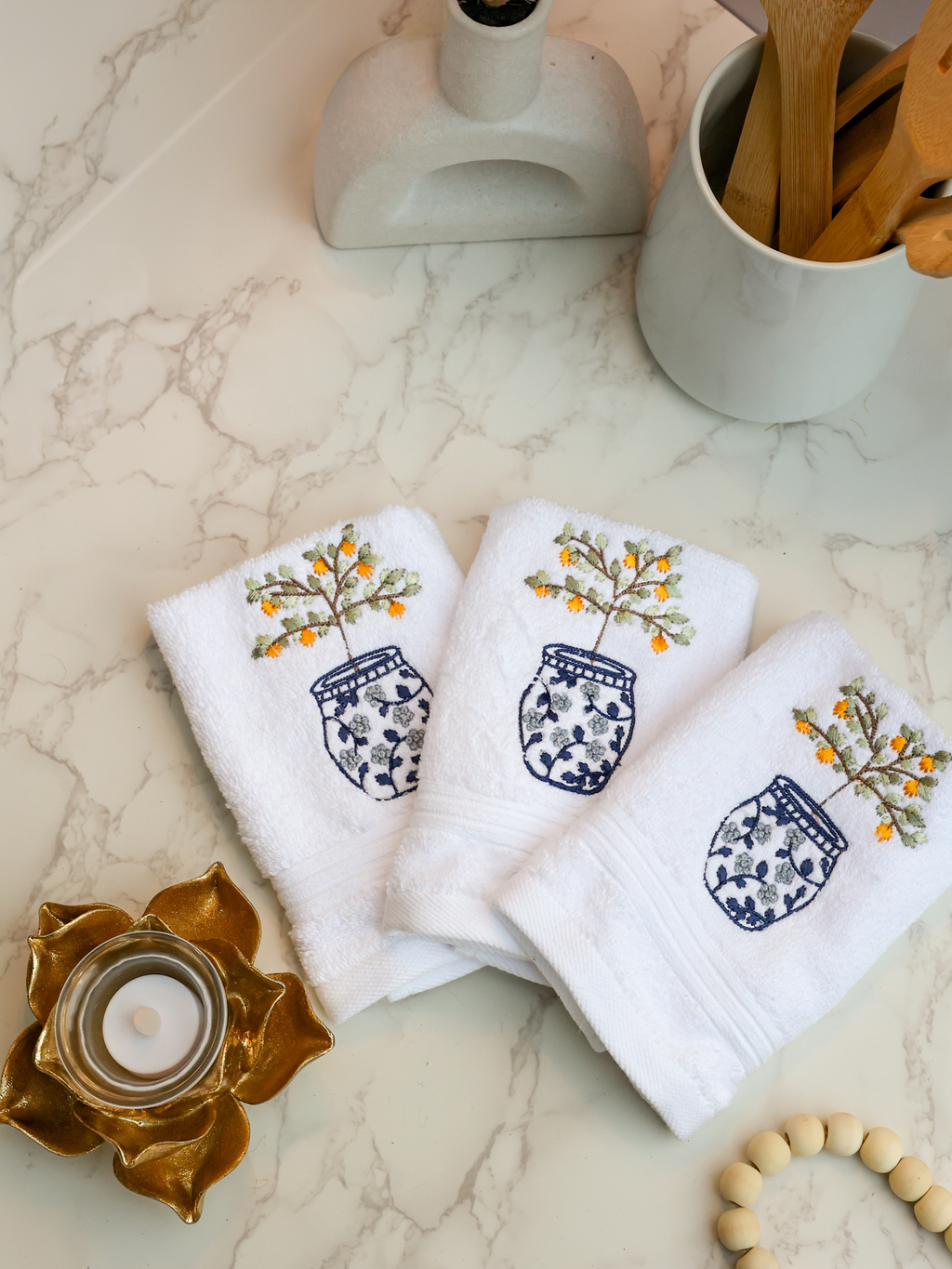 Citrus Blossoms Set - Set of 3 Wash Towels