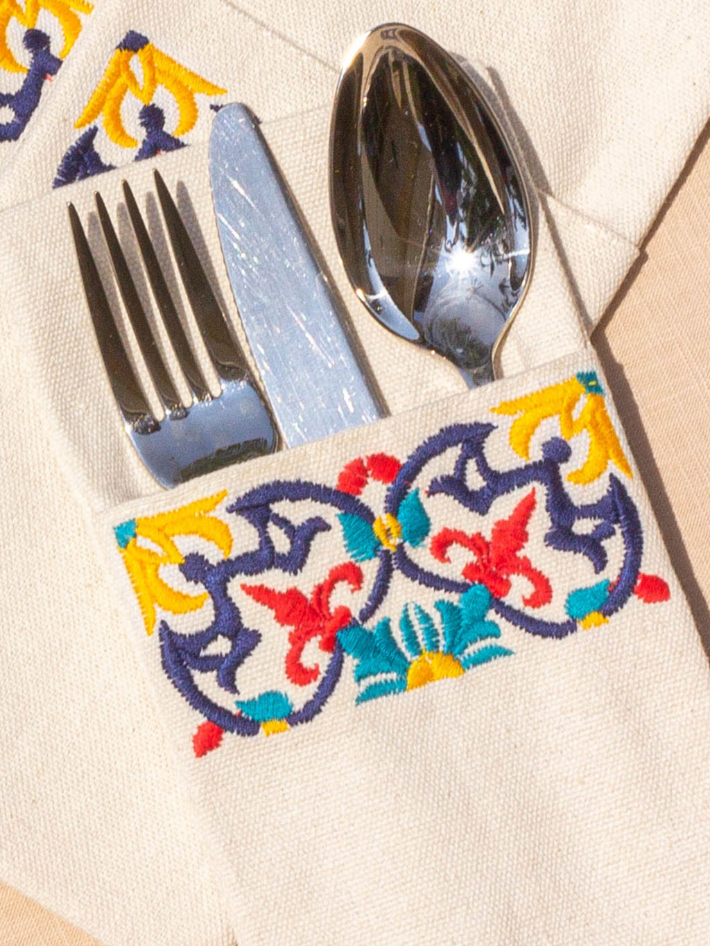 Flor de Mediterra - Set of 6 Cutlery Pocket Napkins