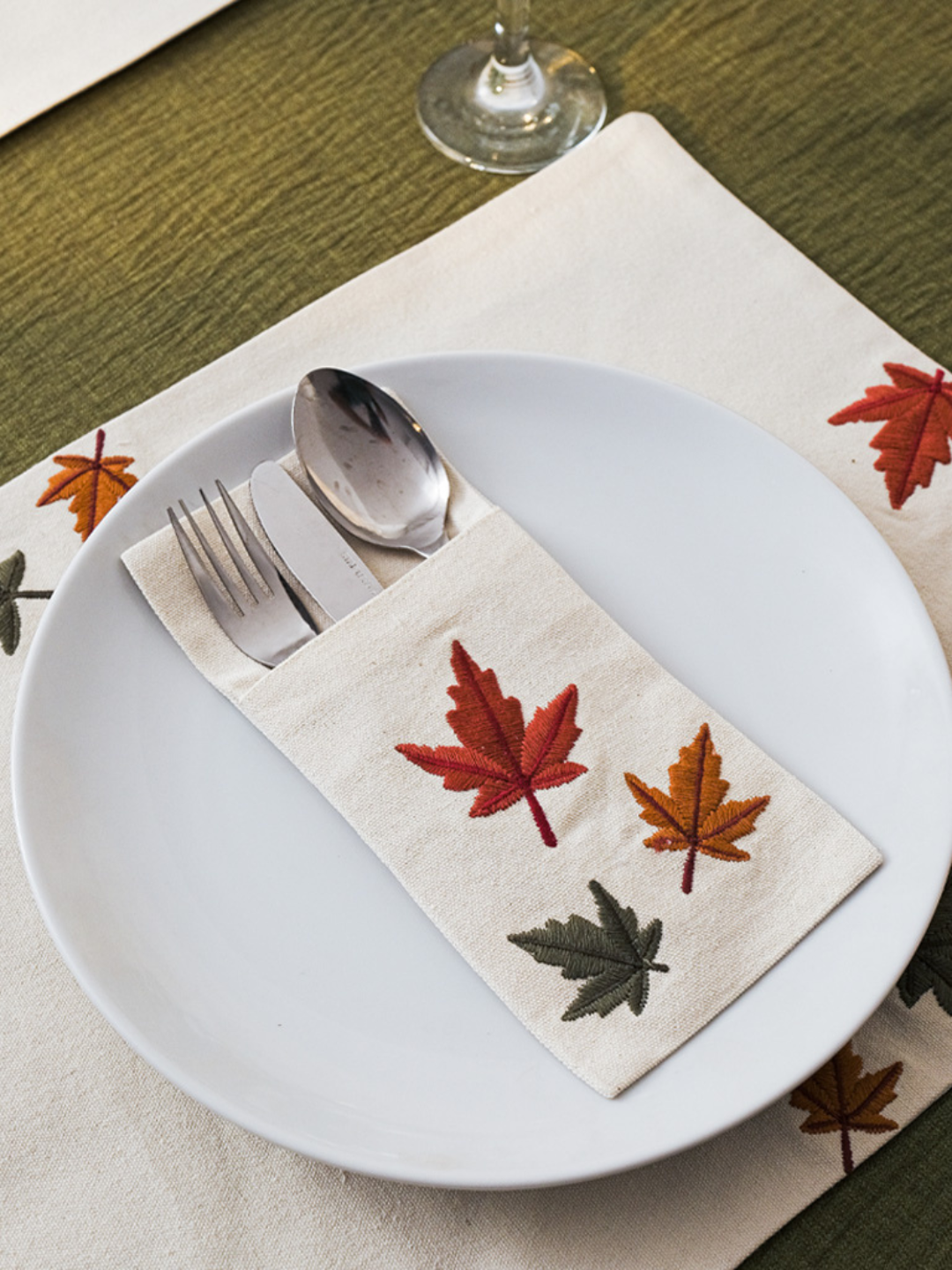 Autumn Maple - Set of 6 Pocket Cutlery Napkins
