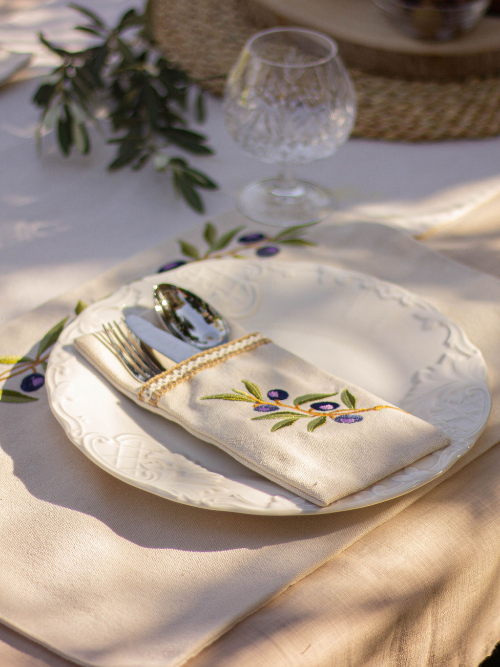Olive Branch - Set of 6 Pocket Cutlery Napkins