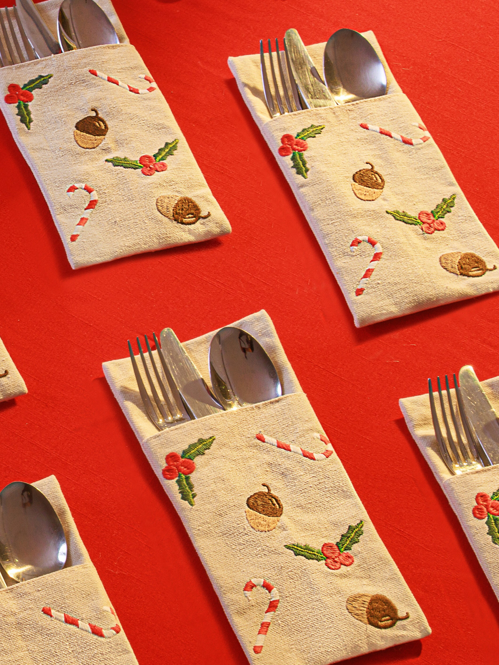 Tis The Season - Set of 6 Cutlery Pocket Napkins