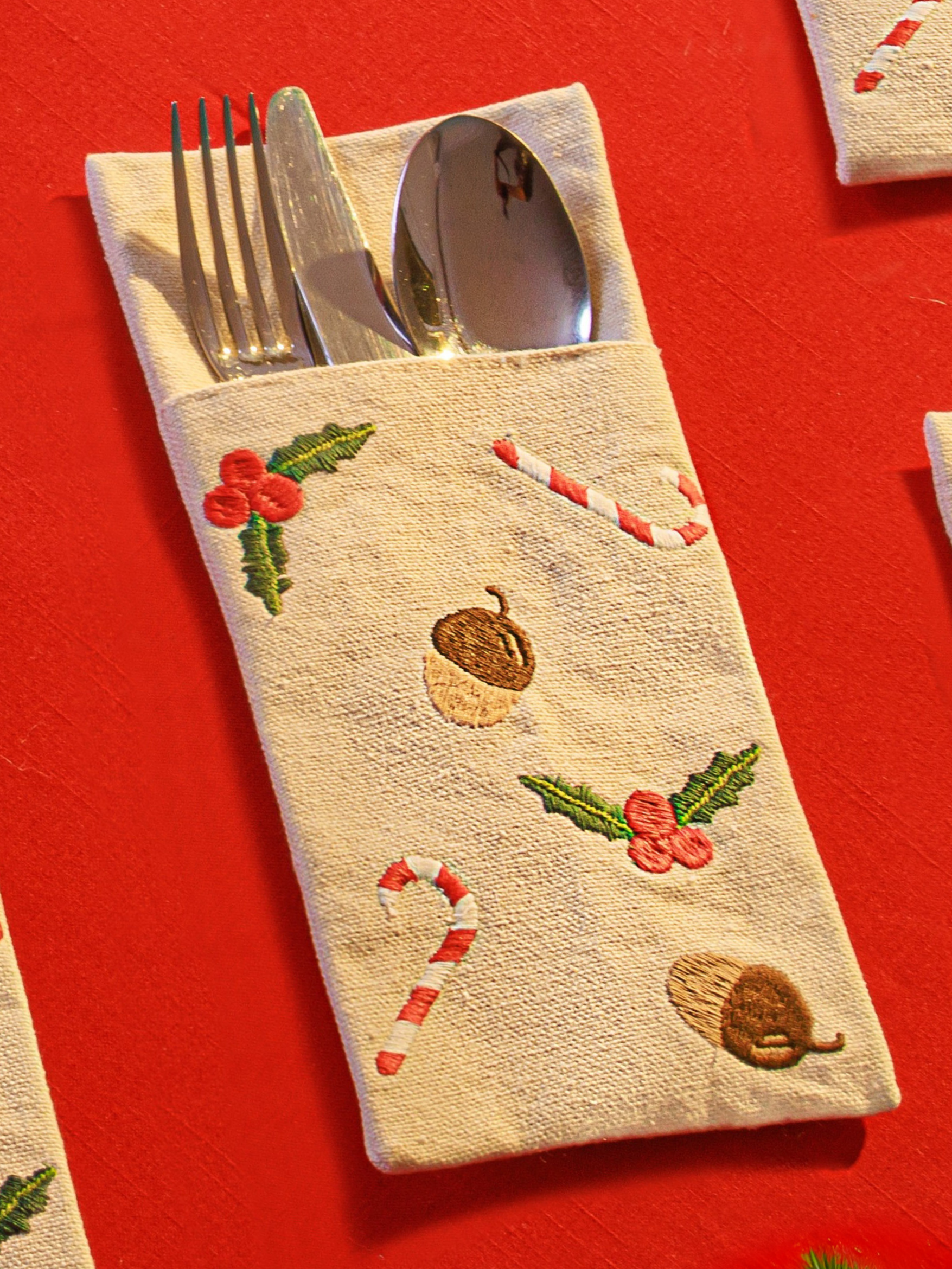 Tis The Season - Set of 6 Cutlery Pocket Napkins