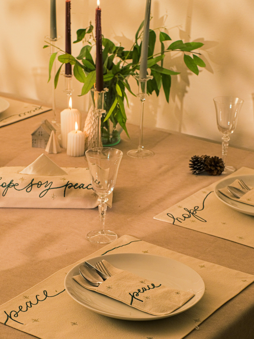 Peace, Hope & Joy - Set of 6 Cutlery Pocket Napkins